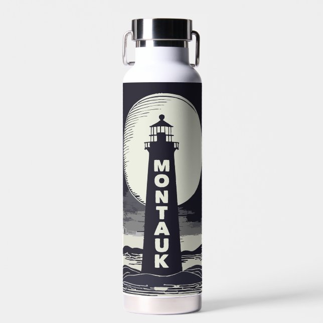 Montauk Point Lighthouse Moon Water Bottle (Front)
