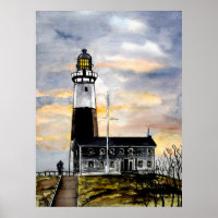 montauk point lighthouse new york painting art