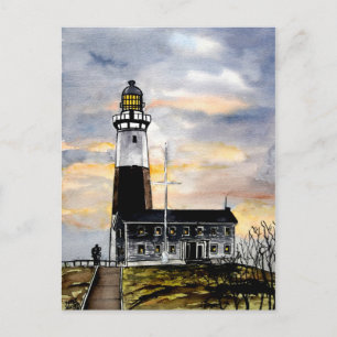 montauk point lighthouse new york post card