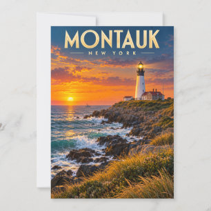 Montauk Point Lighthouse Sunset New York Invitation