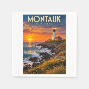 Montauk Point Lighthouse Sunset New York Napkin