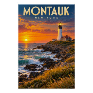 Montauk Point Lighthouse Sunset New York  Poster