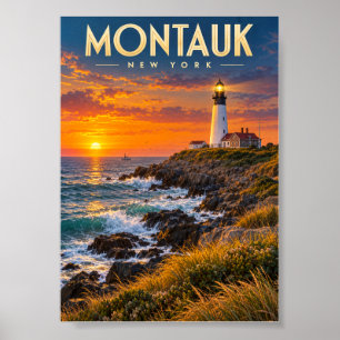 Montauk Point Lighthouse Sunset New York  Poster