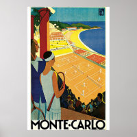 Monte Carlo Art Deco Tennis Poster