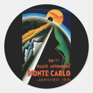 Monte Carlo Auto Rally ~ Vintage Automobile Ad Classic Round Sticker