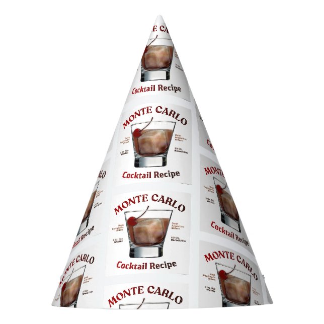 Monte Carlo Cocktail Recipe Art Party Hat (Front)