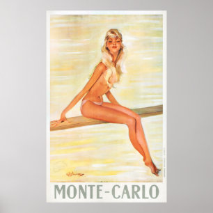 Monte-Carlo Monaco Affiche Vintage voyage restauré