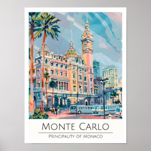 Monte Carlo Monaco Art Illustration Travel Poster