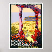 Monte Carlo Monaco France Vintage travel Poster