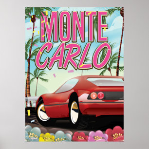 Monte Carlo supercar travel poster