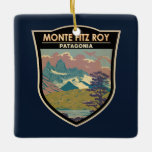 Monte Fitz Roy Patagonia Travel Art Vintage Ceramic Ornament<br><div class="desc">Monte Fitz Roy in a vector art style. Monte Fitz Roy is a mountain in Patagonia,  on the border between Argentina and Chile.</div>