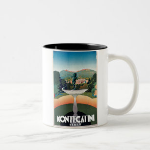 Montecatini, Italy Vintage Travel Poster Two-Tone Coffee Mug