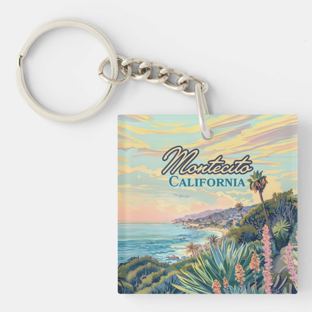 Montecito California Santa Barbara Coastline Keychain (Front)