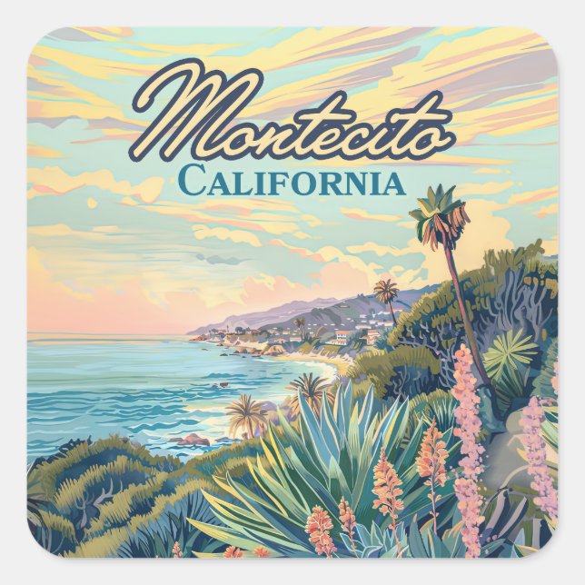 Montecito California Santa Barbara Coastline Square Sticker (Front)