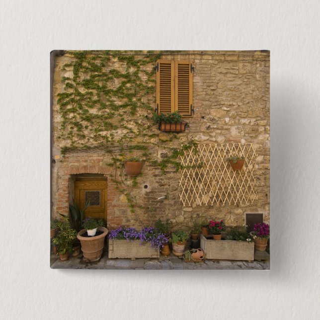 Montefollonico, Val d'Orcia, Siena province, 2 Inch Square Button (Front)
