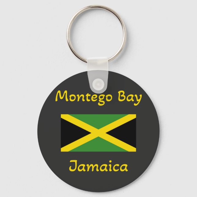 Montego Bay Jamaica – Jamaican Flag  Keychain (Front)