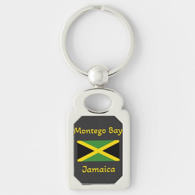 Montego Bay Jamaica – Jamaican Flag  Keychain (Front)