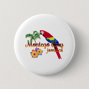 Montego Bay Jamaica Tropical Parrot 2 Inch Round Button