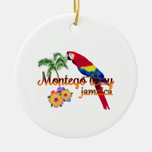 Montego Bay Jamaica Tropical Parrot Ceramic Ornament