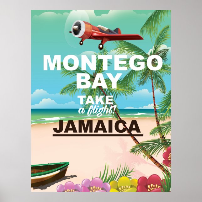Montego Bay Jamaica vintage travel poster (Front)