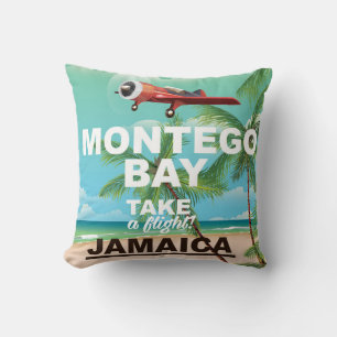 Montego Bay Jamaica vintage travel poster Throw Pillow
