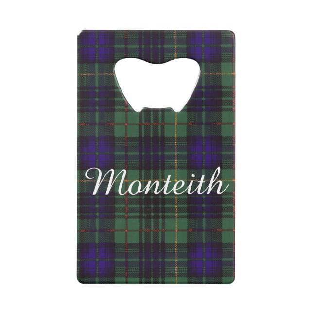 Monteith clan Plaid Scottish kilt tartan Credit Card Bottle Opener (Front)