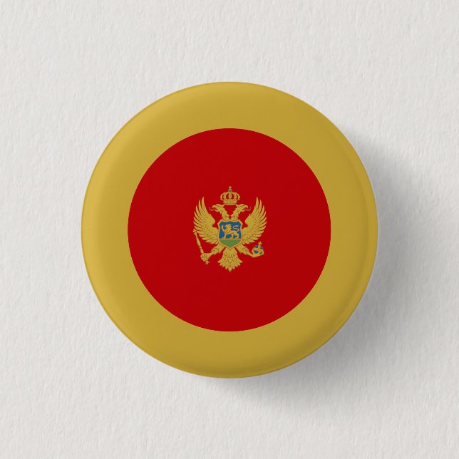 Montenegrin Flag, Flag of Montenegro 1 Inch Round Button (Front)