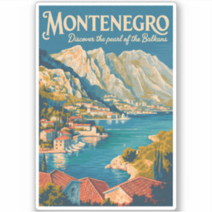 Montenegro Balkans Illustration Travel Art Vintage