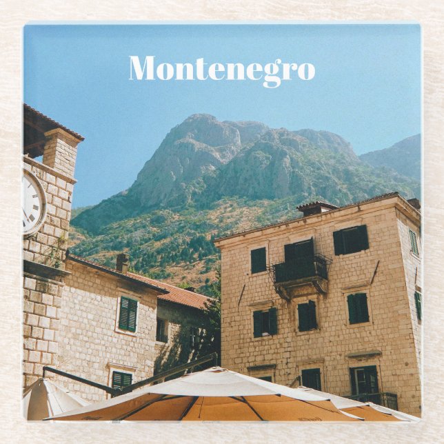 Montenegro Cityscape  Glass Coaster (Front)