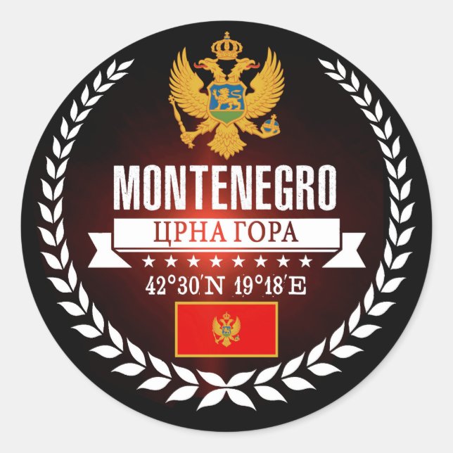 Montenegro Classic Round Sticker (Front)
