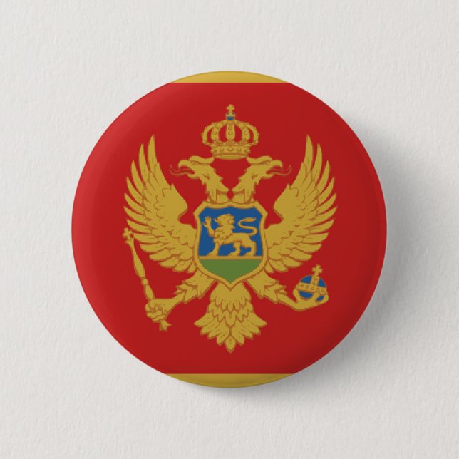 Montenegro country flag nation symbol 2 inch round button (Front)
