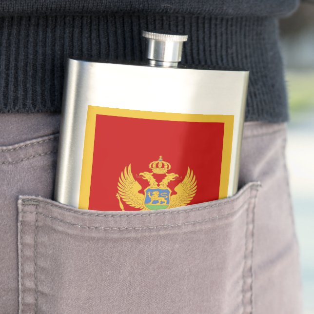Montenegro flag hip flask (In Situ)