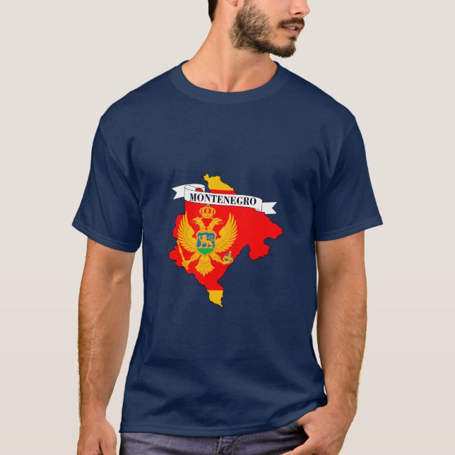 Montenegro flag map T-Shirt (Front)
