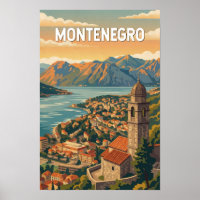 Montenegro Illustration Travel Art Vintage