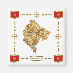 Montenegro Map + Flags Magnet