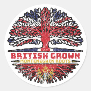 Montenegro Montenegrin British UK Tree Roots Flag Classic Round Sticker