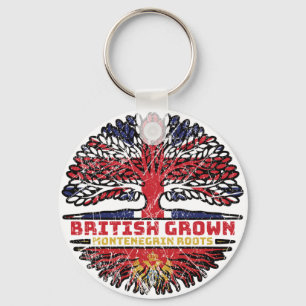 Montenegro Montenegrin British UK Tree Roots Flag Keychain