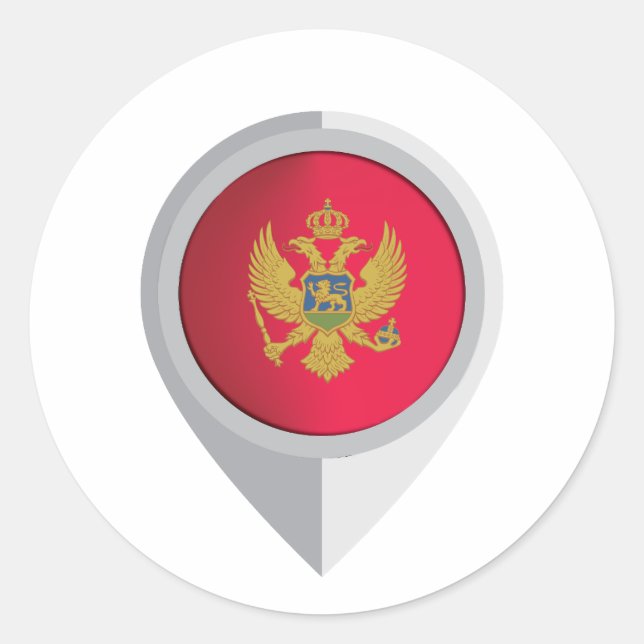 Montenegro Pin Location Flag Classic Round Sticker (Front)