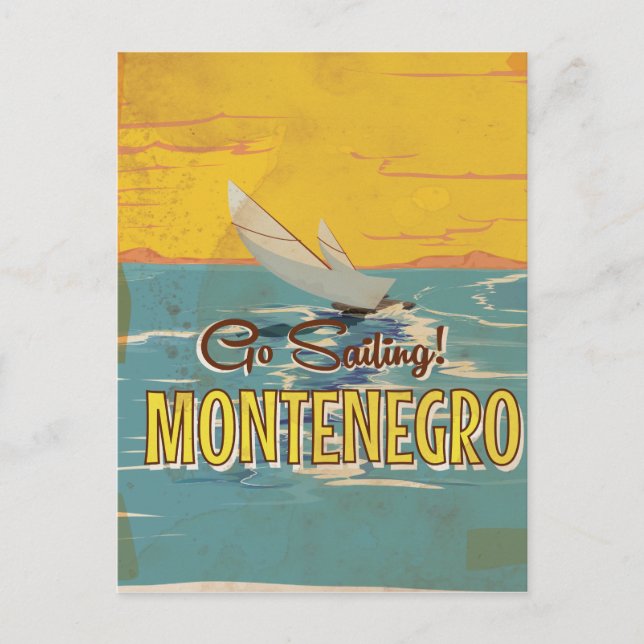 Montenegro sailing vintage travel poster postcard (Front)