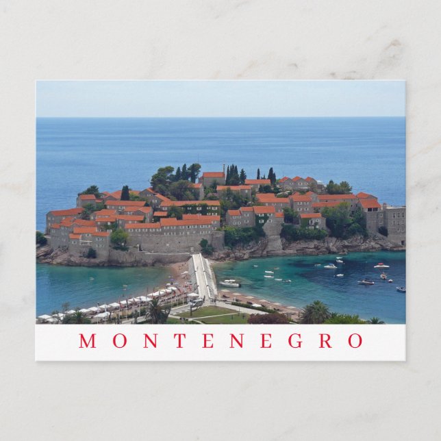 Monténégro Sveti Stefan vue panoramique carte post (Devant)