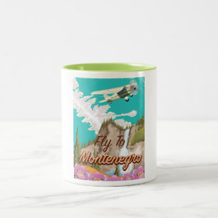 Montenegro vintage flight travel poster Two-Tone coffee mug