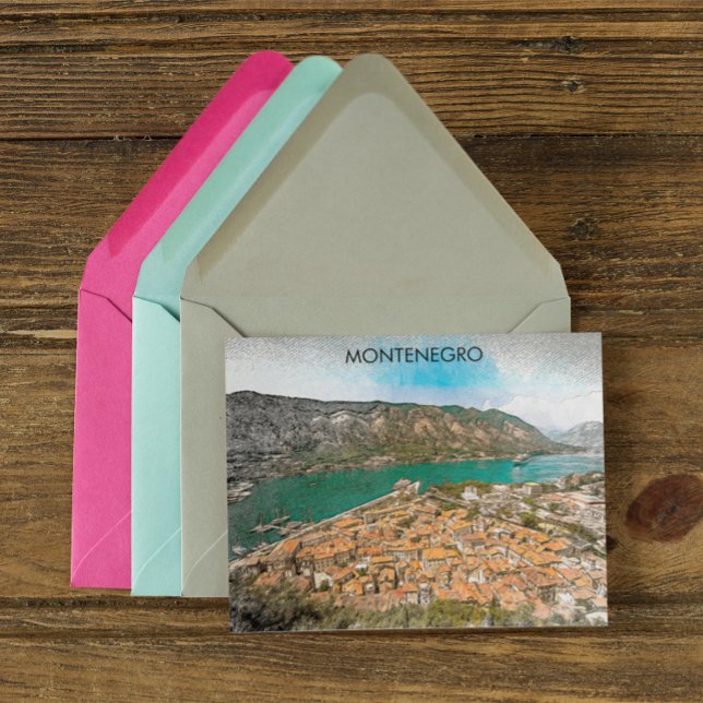 Montenegro Vintage Travel Illustration Postcard (montenegro kodor bay postcard)