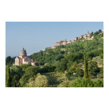 Montepulciano cathedral and town poster print