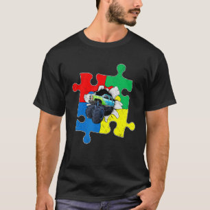 Monter Truck Autism Awareness Puzzle Piece Boys Ki T-Shirt