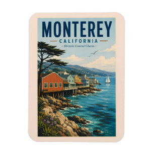 Monterey Bay California Illustration Travel Art Magnet