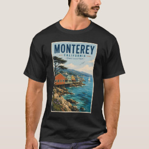 Monterey Bay California Illustration Travel Art T-Shirt