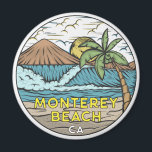 Monterey Beach California Vintage Magnet<br><div class="desc">Monterey Beach hand drawn illustration with mountains and ocean waves in the background. Perfect for anyone who loves to visit Monterey Beach.</div>