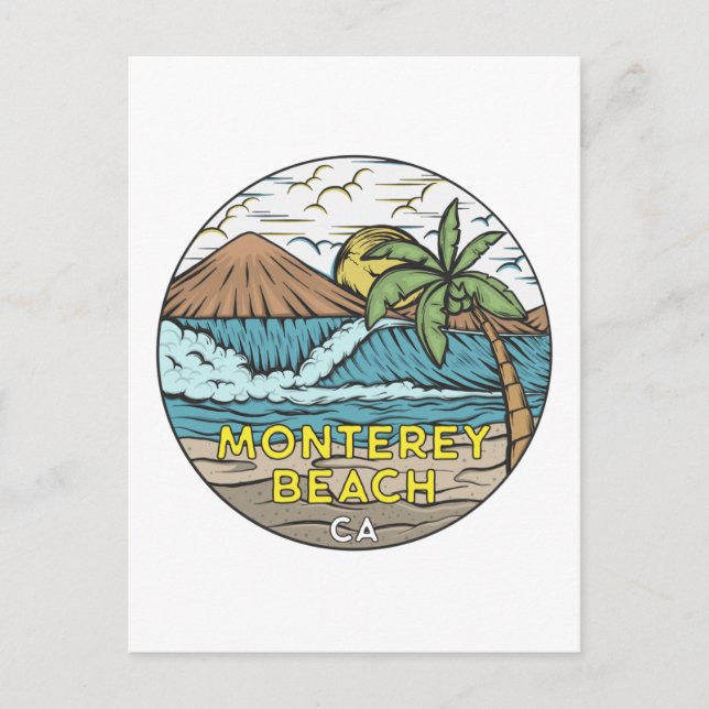 Monterey Beach California Vintage Postcard (Front)