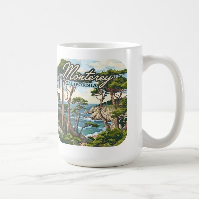 Monterey California Cypress Trees Ocean Coast Coffee Mug (Right)