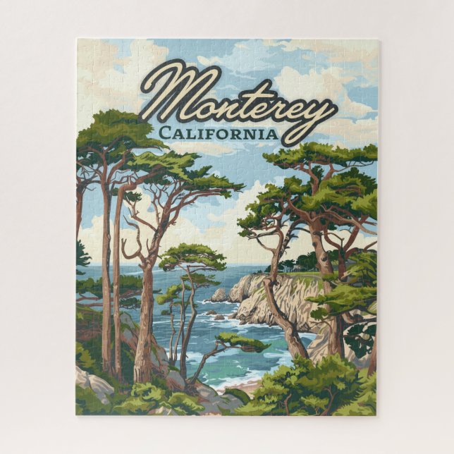Monterey California Cypress Trees Ocean Coast Jigsaw Puzzle (Vertical)
